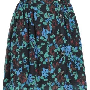 NWT Ganni Floral Button-Front Skirt